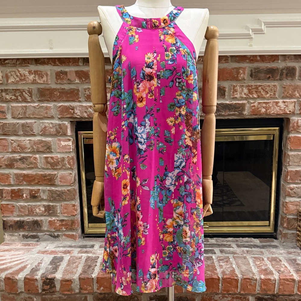 BETSEY JOHNSON Y2K Vintage Vibrant Pink Floral Swing Dress / size 6 / Like New
